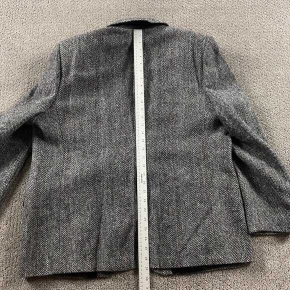 Vintage Harris Tweed Wool Tweed Herringbone Blazer Sport Coat Mens 46 SHORT Gray - Picture 15 of 16